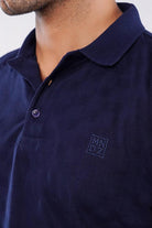 Jacquard Polo Shirt - Navy Blue - Mendeez