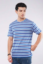 Striped T-Shirt - Grey & Blue - Mendeez