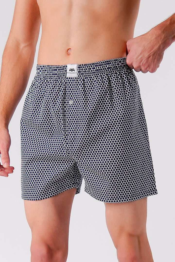 Mesh Woven Boxer Shorts - Black - Mendeez
