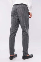 Striped Pleated Pants - Black & Grey - Mendeez