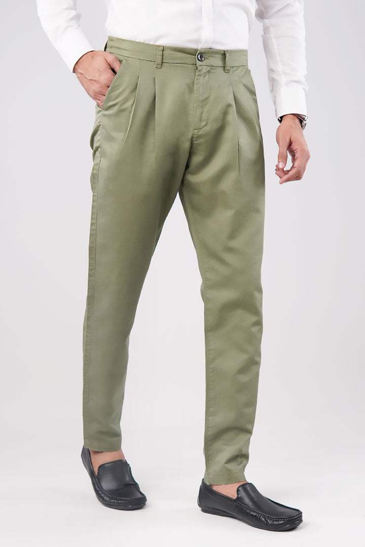 Pleated Pant - OLIVE - Mendeez PK 