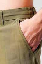 Straight Fit Linen Pants - Olive - Mendeez