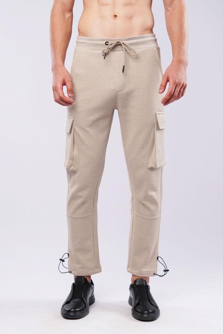 Terry Cargo Joggers - Beige - Mendeez