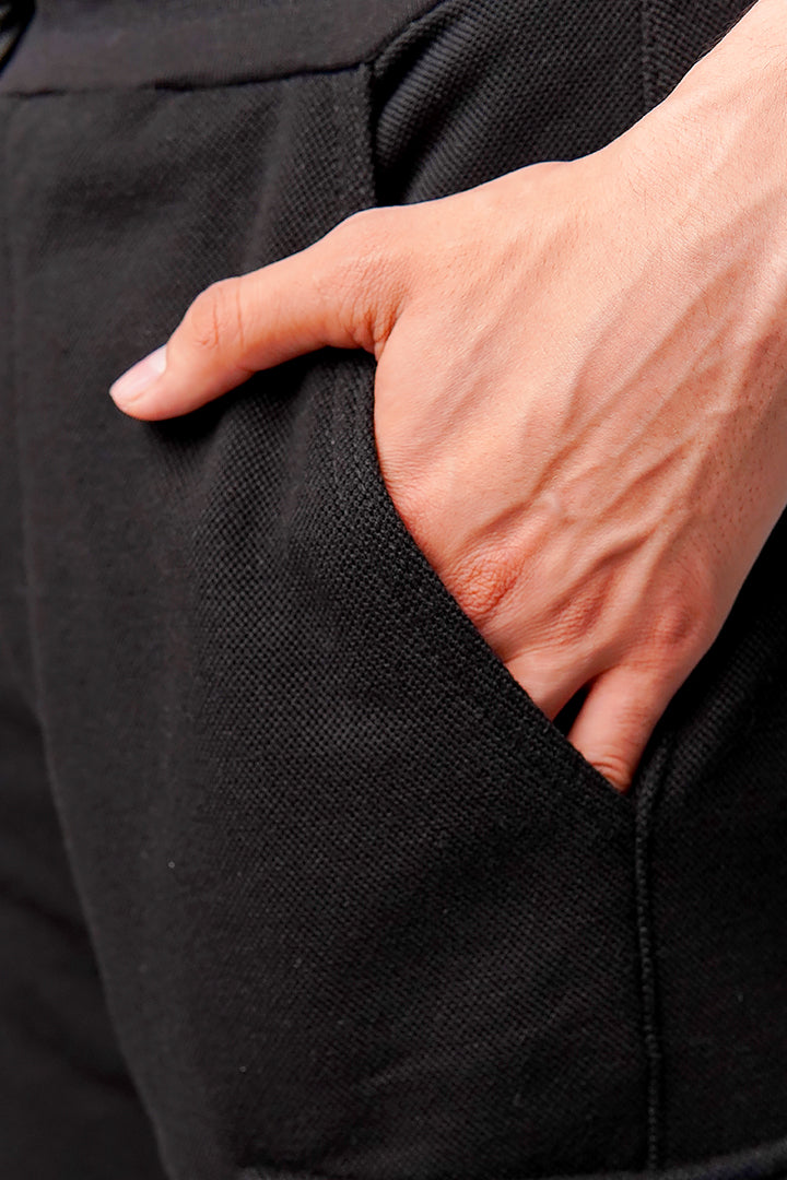 Knit Cargo Trouser- Black - Mendeez