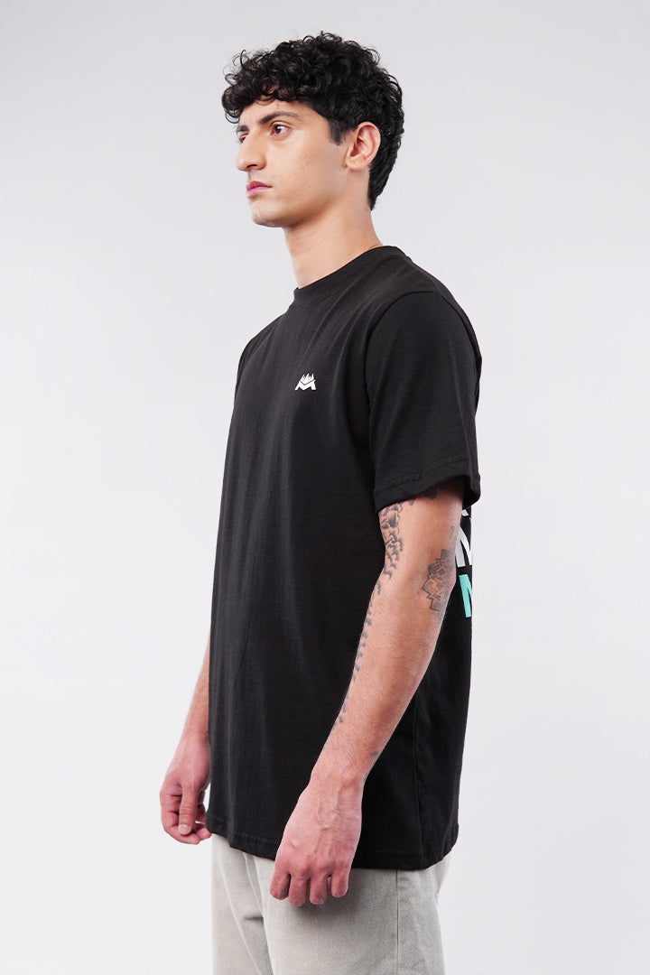 Printed Oversized T-Shirt - Black - Mendeez