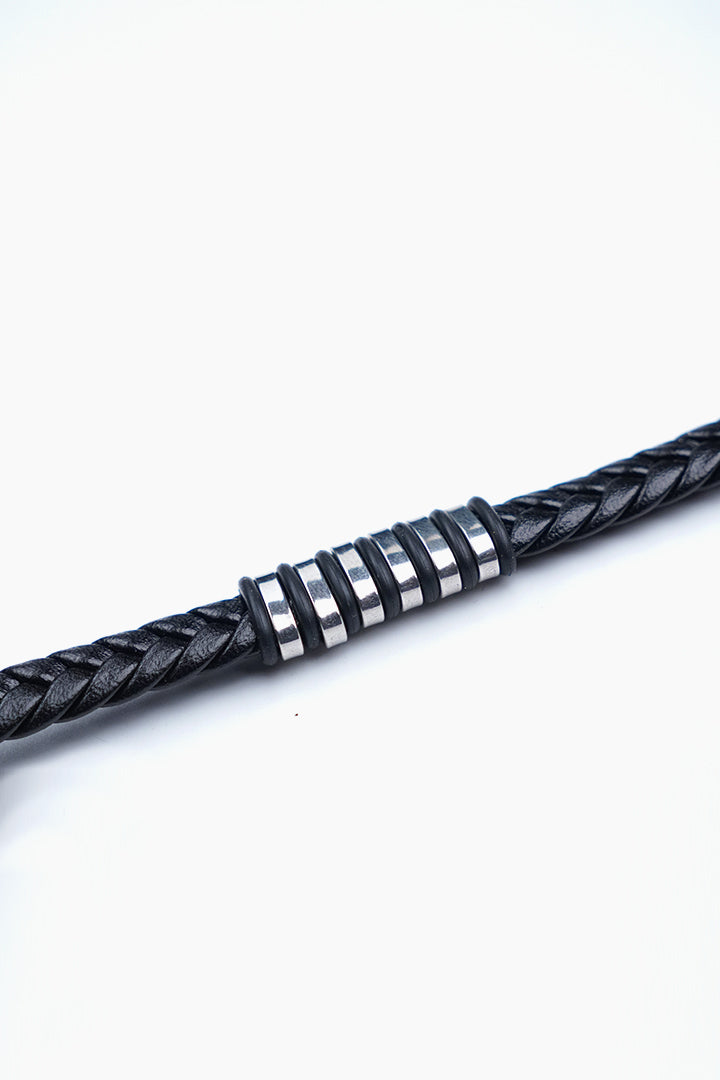 Textured Black Silver Ring Bracelet-3-MENDEEZ