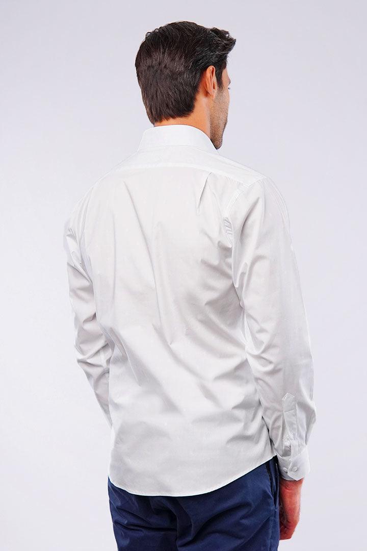 Self Texture Yarn-Dyed Shirt - White - Mendeez