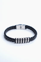 Textured Black Silver Ring Bracelet-20-MENDEEZ