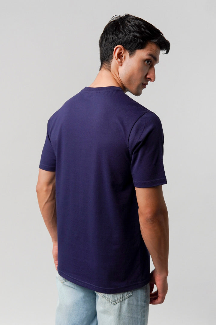 Regular Fit Henley T-Shirt - Navy Blue - Mendeez