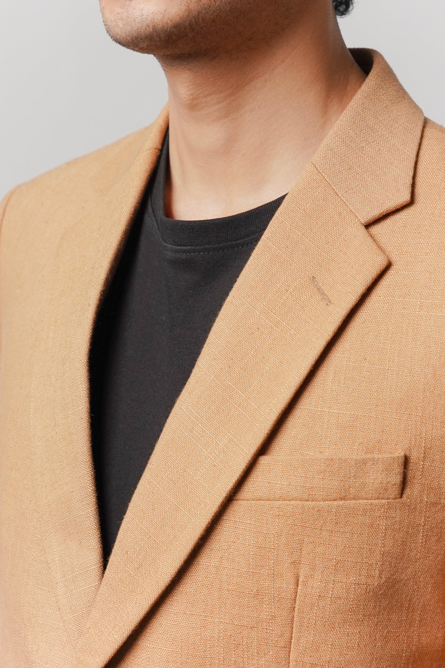 Linen Blazer - Brown - Mendeez