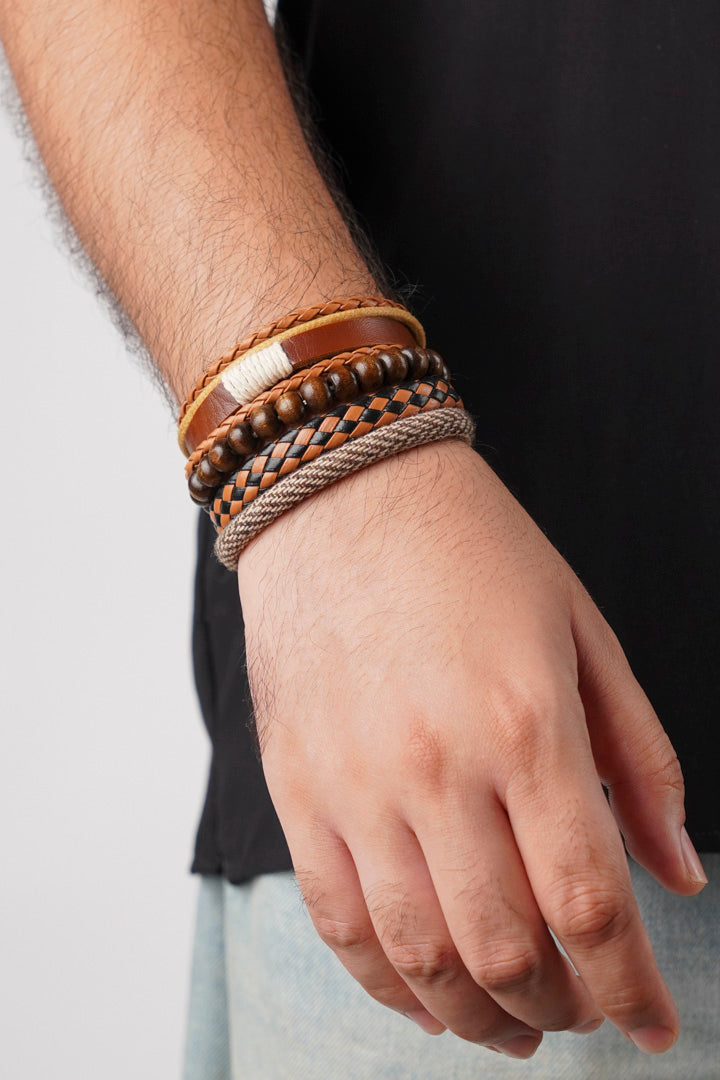 Adjustable Braided Bracelet - Brown - Mendeez