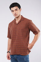 Polka Dots Cuban Shirt - Brown - Mendeez