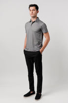 Textured Lycra Polo Shirt - Grey - Mendeez