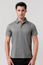 Textured Lycra Polo Shirt - Grey - Mendeez