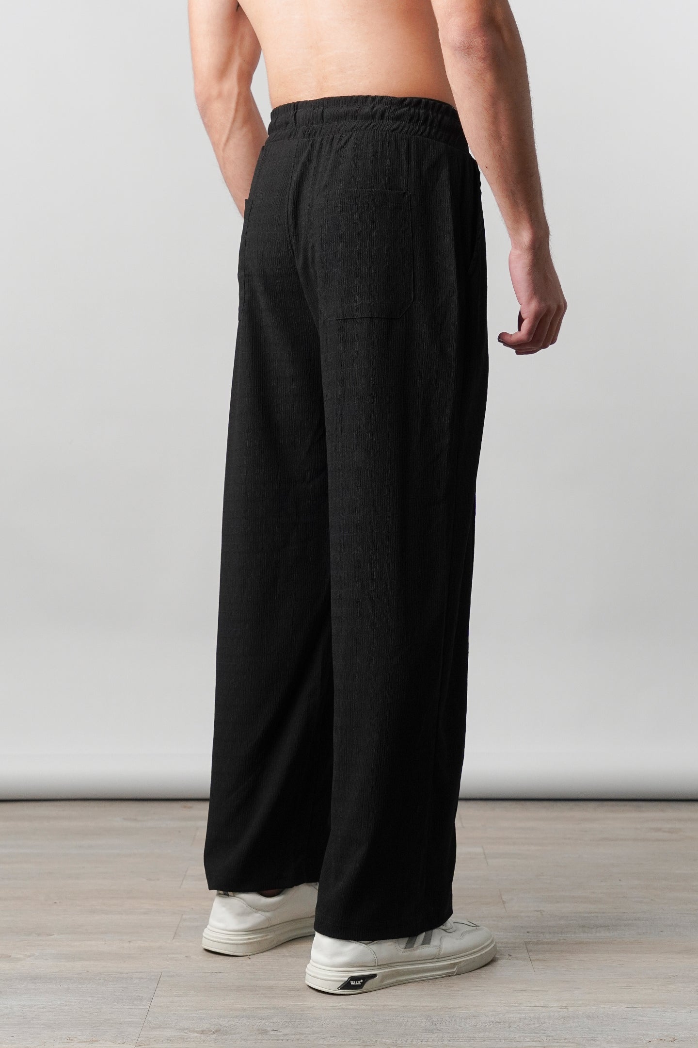 Textured Pintex Trouser - Black - Mendeez