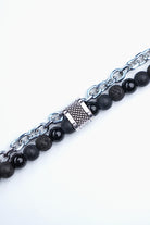Multi-Layer Silver Chain and Textured Bead Bracelet - Mendeez
