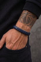 Navy Blue and Black Braided Bracelet - Mendeez
