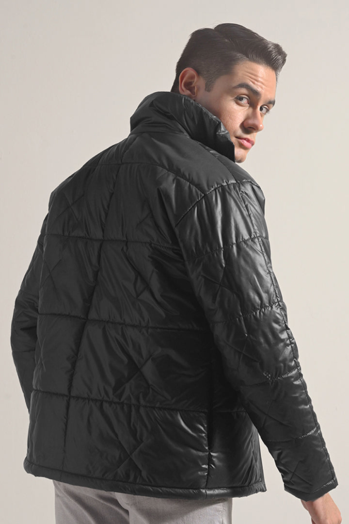 Quilted Puffer Jacket - Black - Mendeez