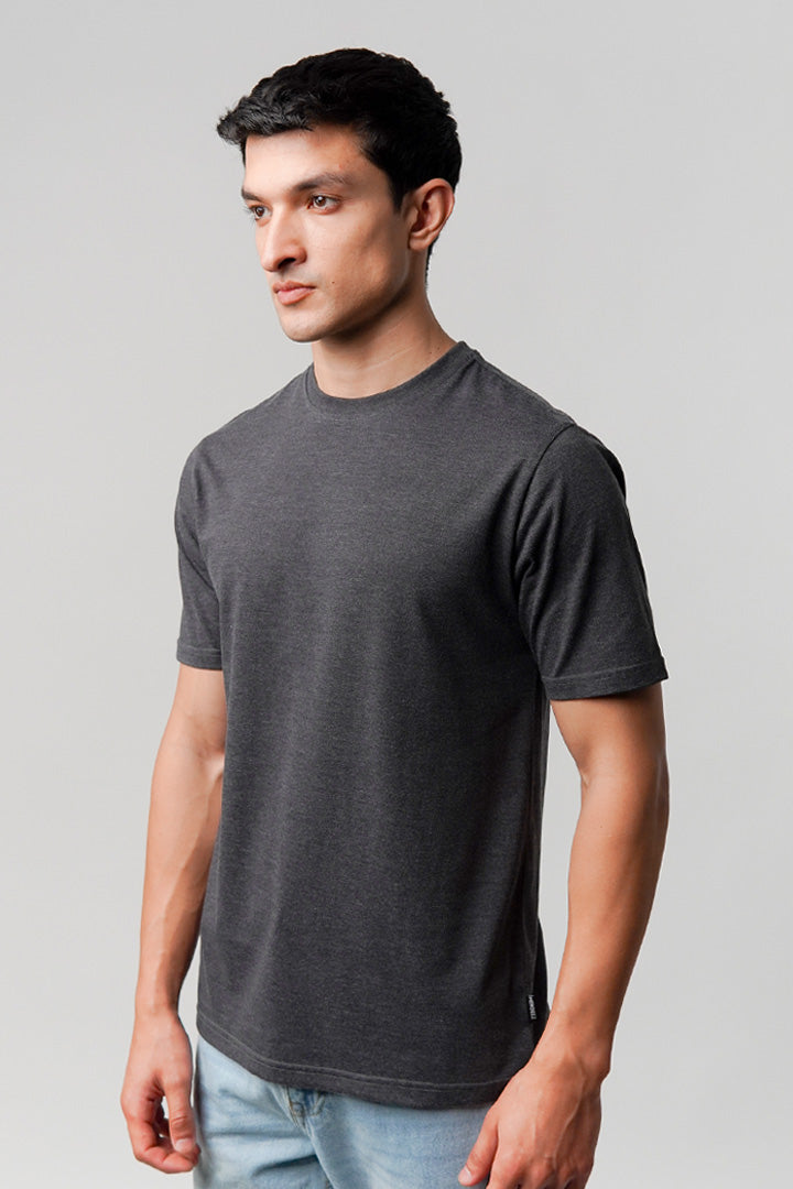 Regular Fit Crew Neck T-Shirt - Charcoal Grey - Mendeez