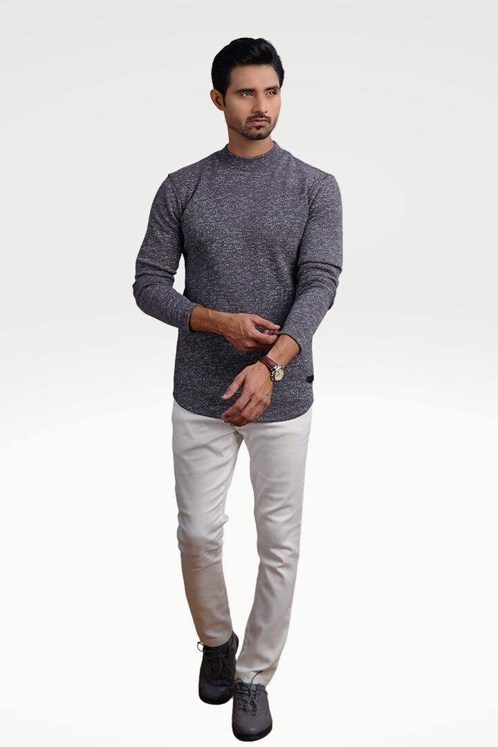 Charcoal Cascade Mock Neck Sweatshirt - Mendeez PK 