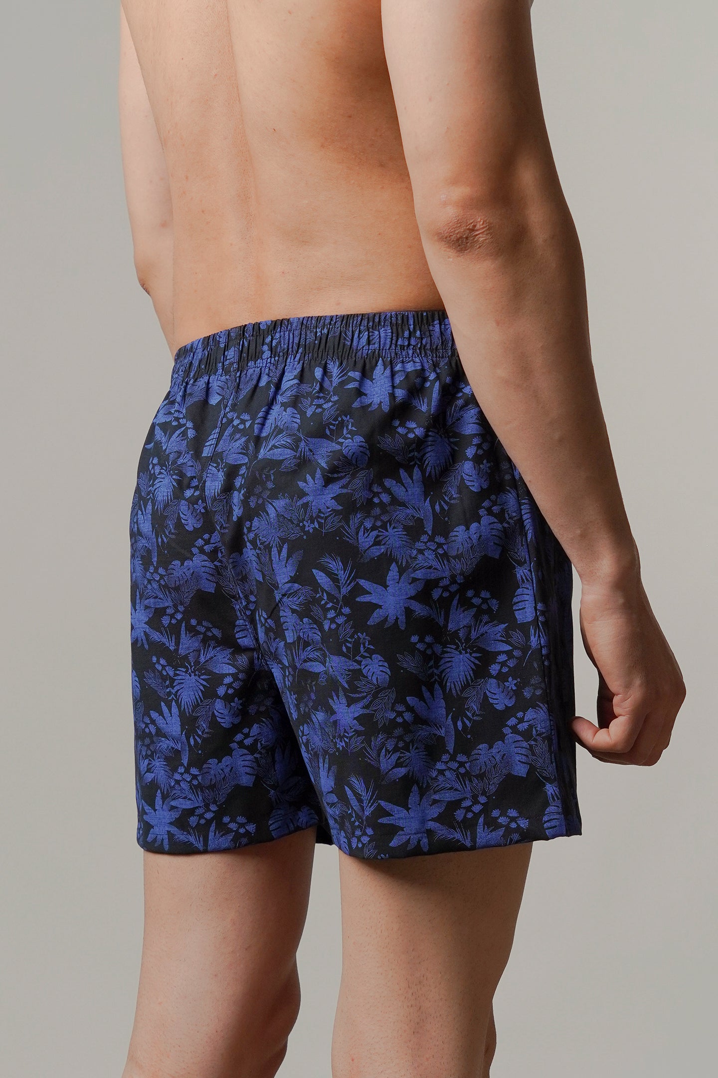 Printed Woven Boxer Shorts - Navy Blue - Mendeez
