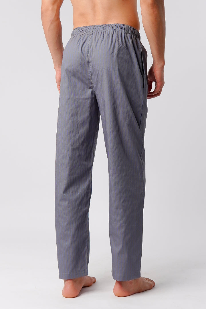 Striped Woven Pajamas - Dark Grey & Blue - Mendeez
