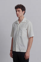 Seersucker Half Sleeves Shirt - Ivory - Mendeez