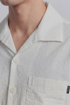 Seersucker Half Sleeves Shirt - Ivory - Mendeez