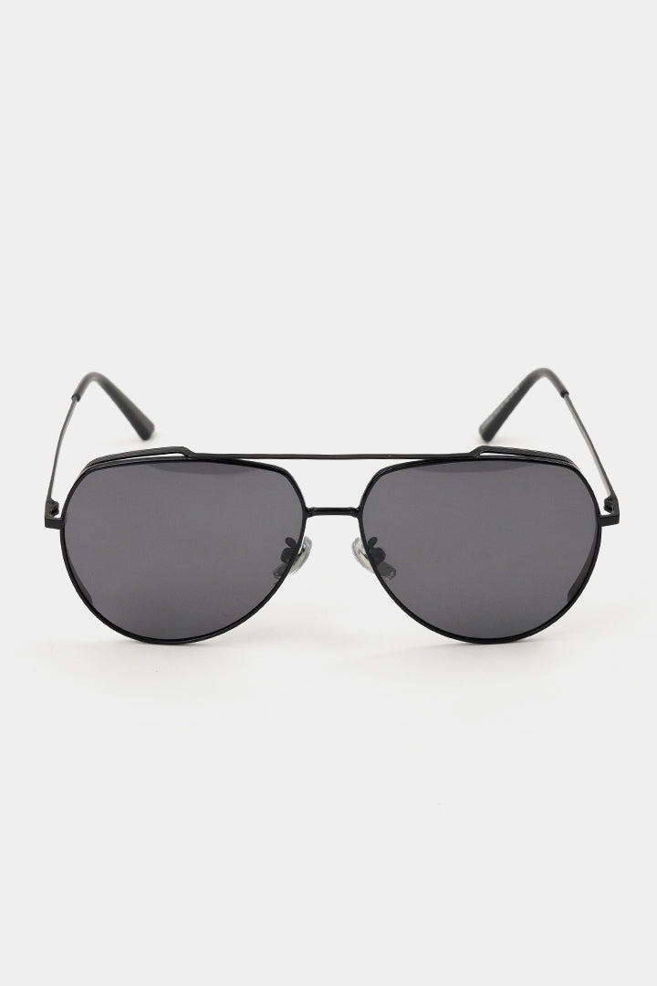 Double Bridge Round Sunglasses - Black - Mendeez