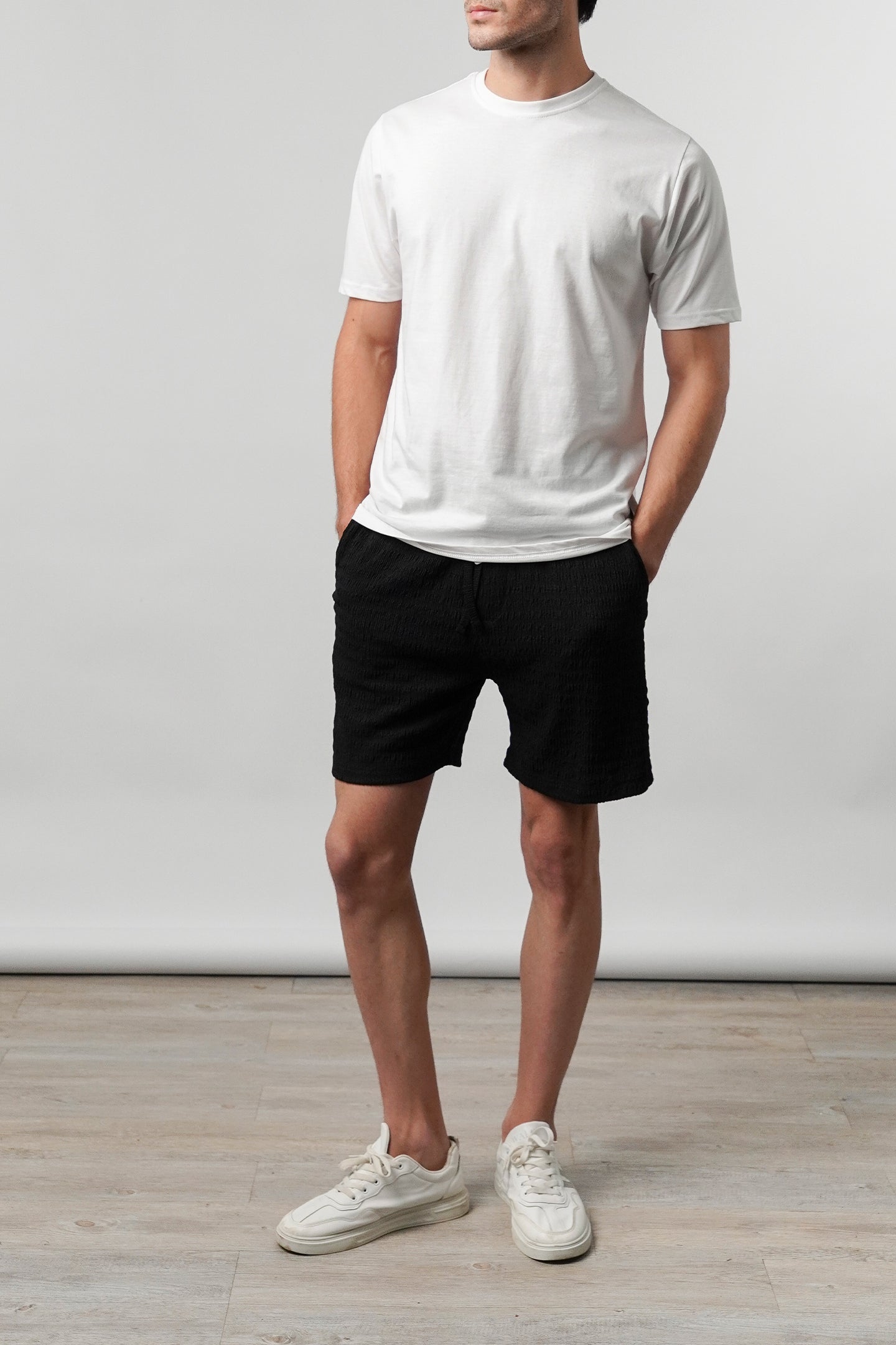 Textured Shorts - Black - Mendeez