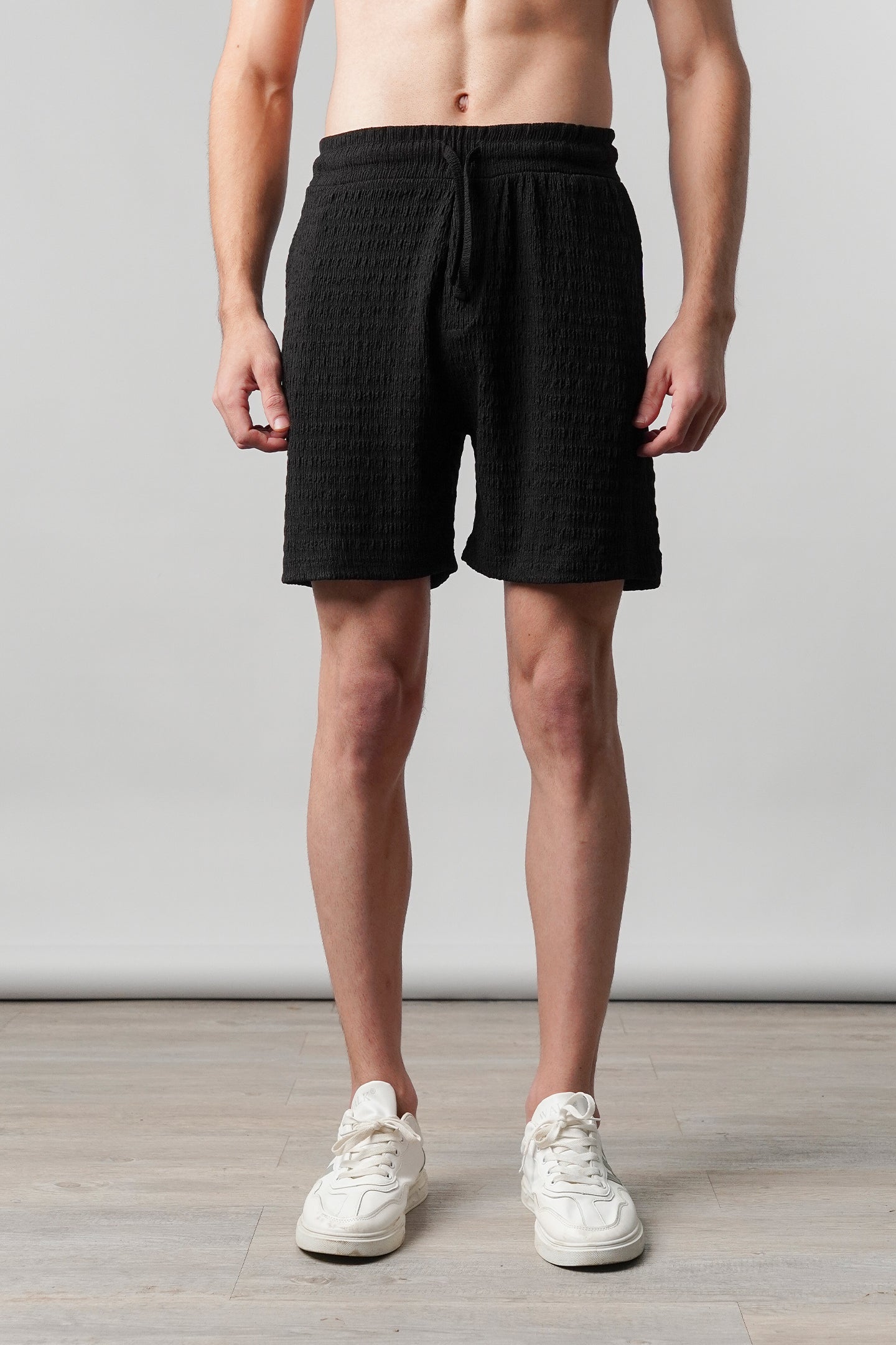 Textured Shorts - Black - Mendeez