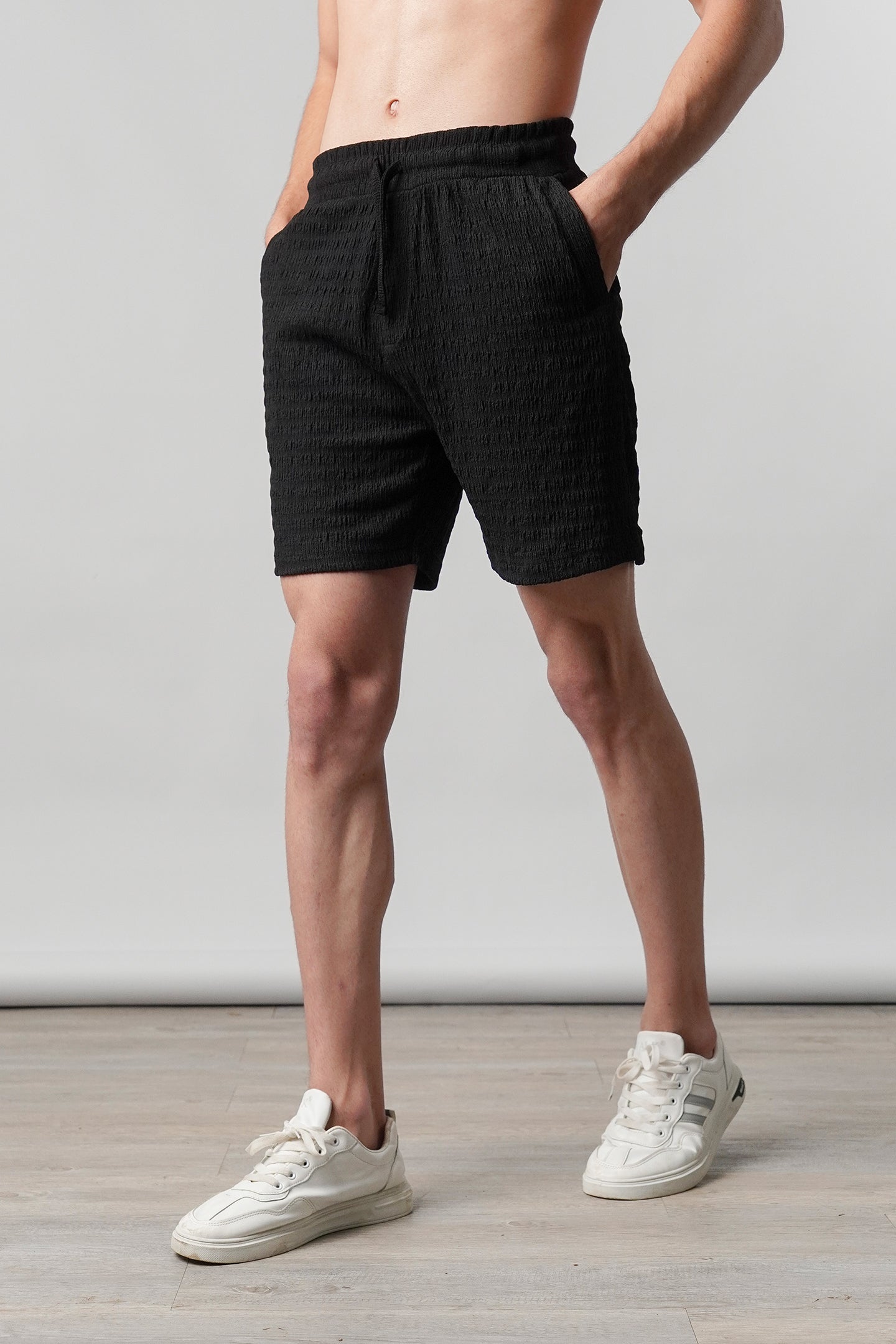 Textured Shorts - Black - Mendeez