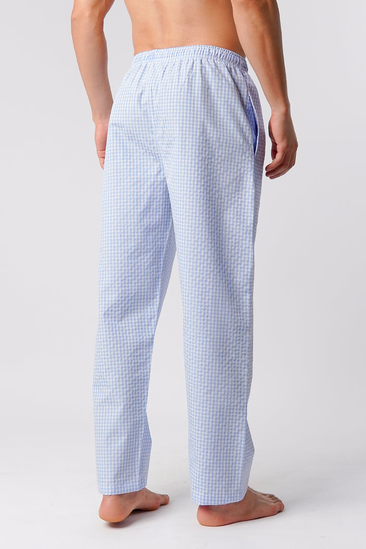 Check Woven Pajamas - Sky Blue & White - Mendeez