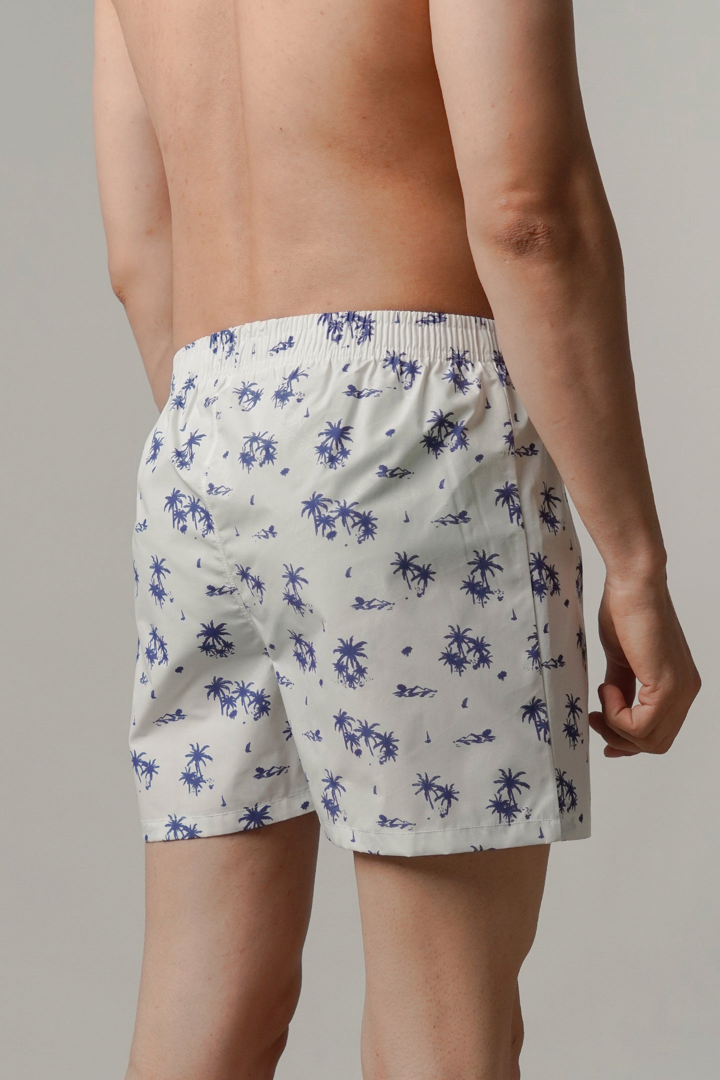 Printed Woven Boxer Shorts - White - Mendeez