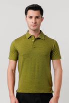 Textured Pique Polo Shirt - Moss Green - Mendeez