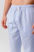 Check Woven Pajamas - Sky Blue & White - Mendeez