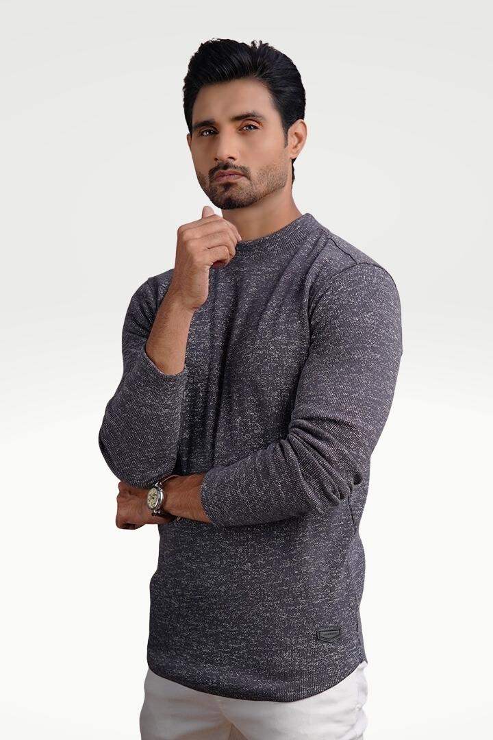 Charcoal Cascade Mock Neck Sweatshirt - Mendeez PK 