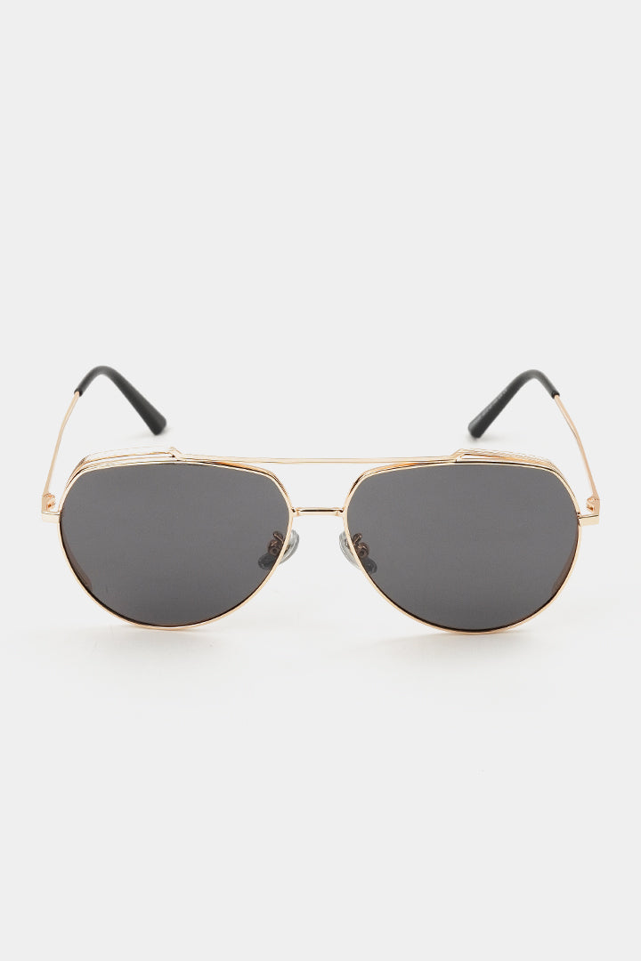 Double Bridge Round Sunglasses - Gold - Mendeez