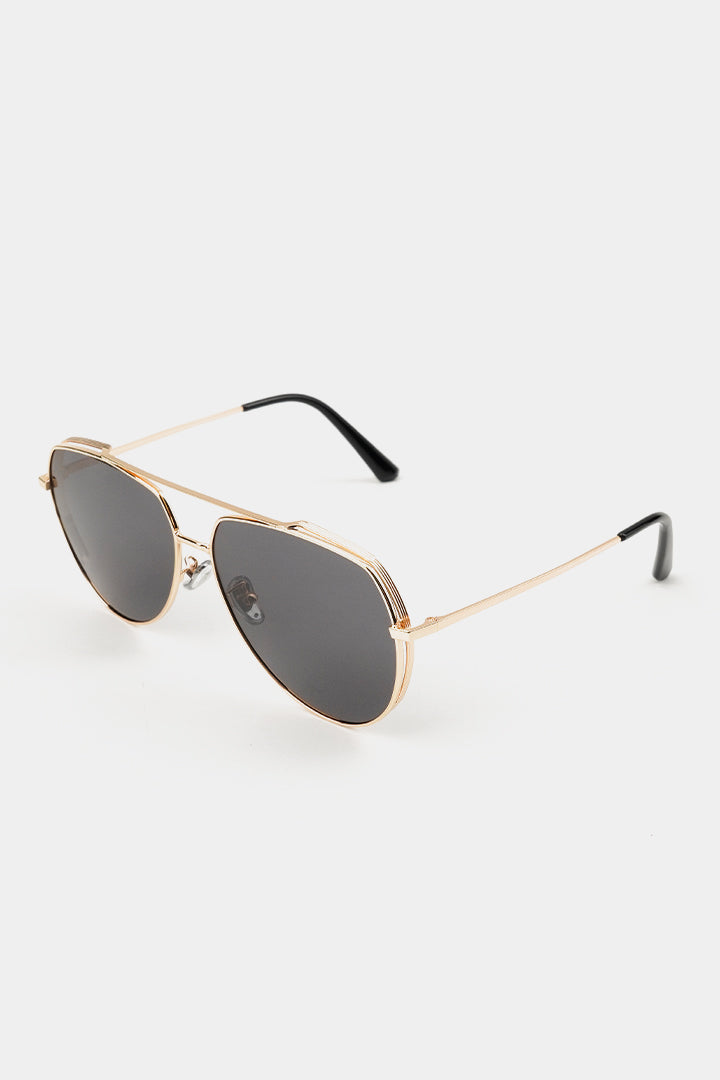 Double Bridge Round Sunglasses - Gold - Mendeez