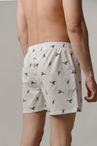 Printed Woven Boxer Shorts - White - Mendeez