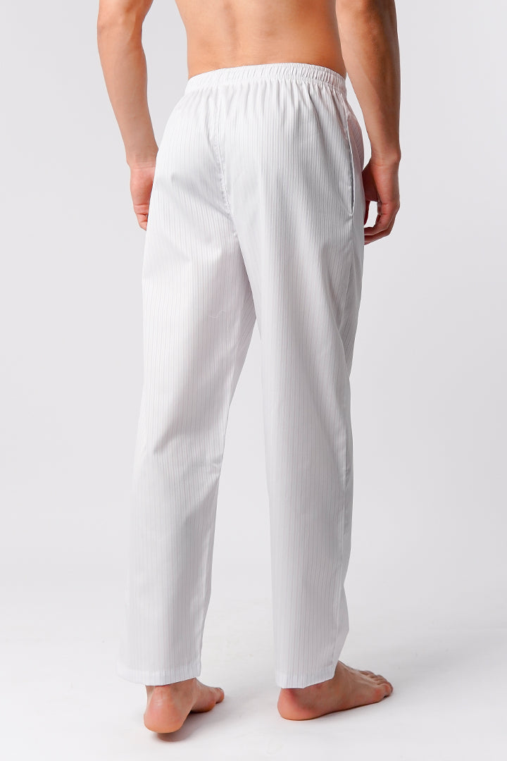 Striped Woven Pajamas - White & Pink - Mendeez