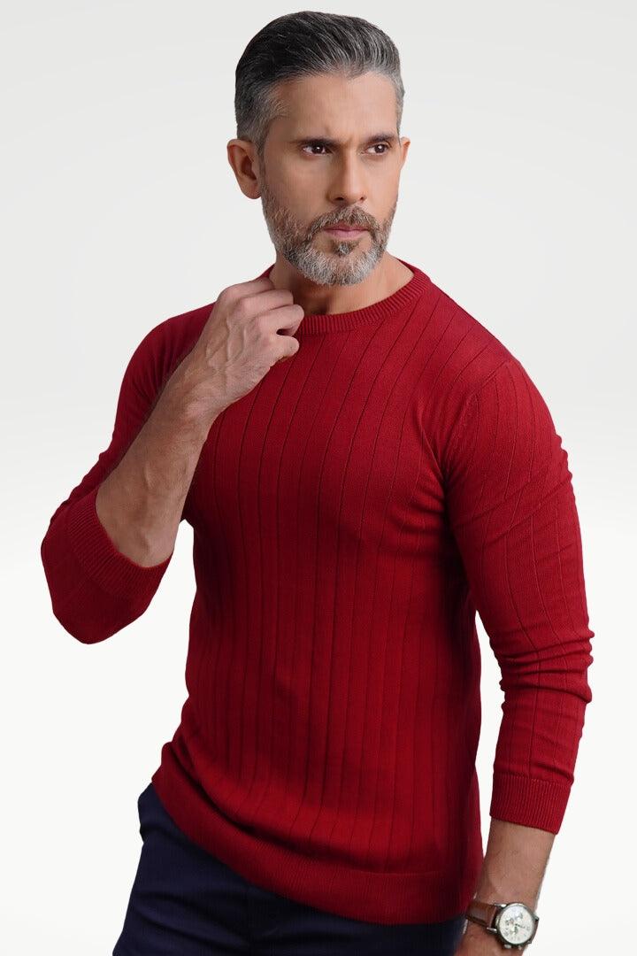 Scarlet Maroon Drop Needle Sweatshirt - Mendeez PK 