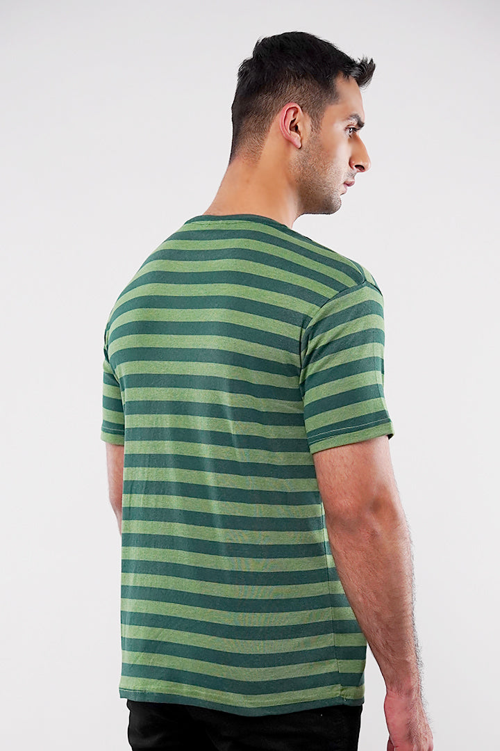 Striped Pocket T-Shirt - Green - Mendeez