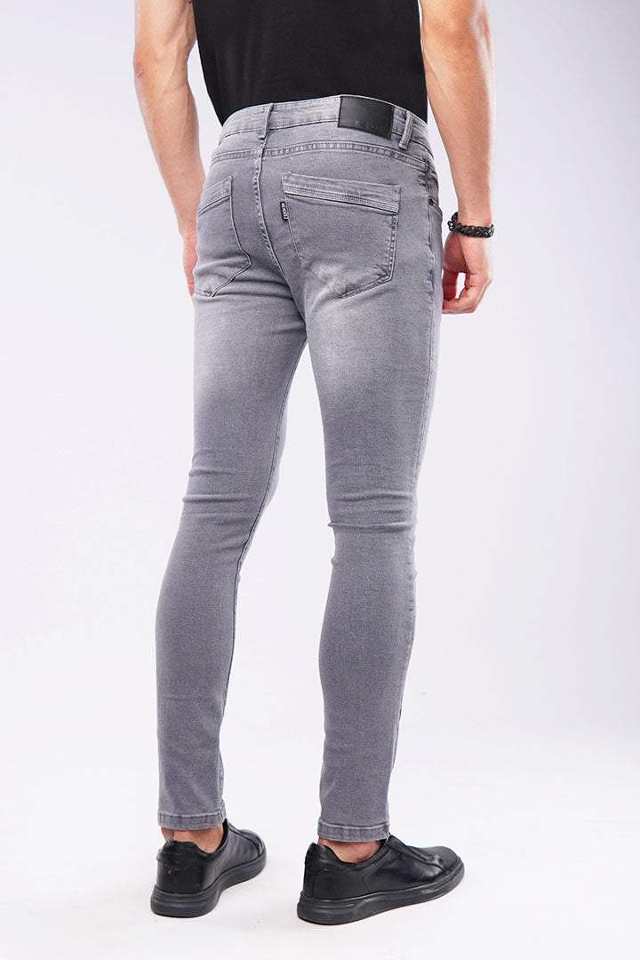 Faded Slim Fit Denim - Charcoal Grey - Mendeez