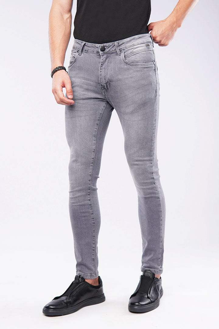 Faded Slim Fit Denim - Charcoal Grey - Mendeez