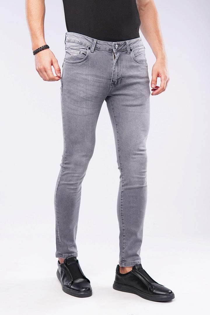 Faded Slim Fit Denim - Charcoal Grey - Mendeez