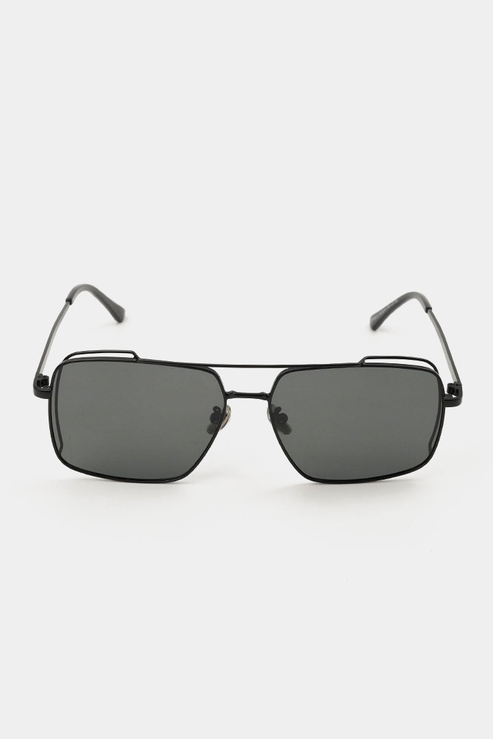 Double Bridge Square Sunglasses - Black - Mendeez