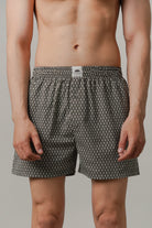 Printed Woven Boxer Shorts - Black - Mendeez