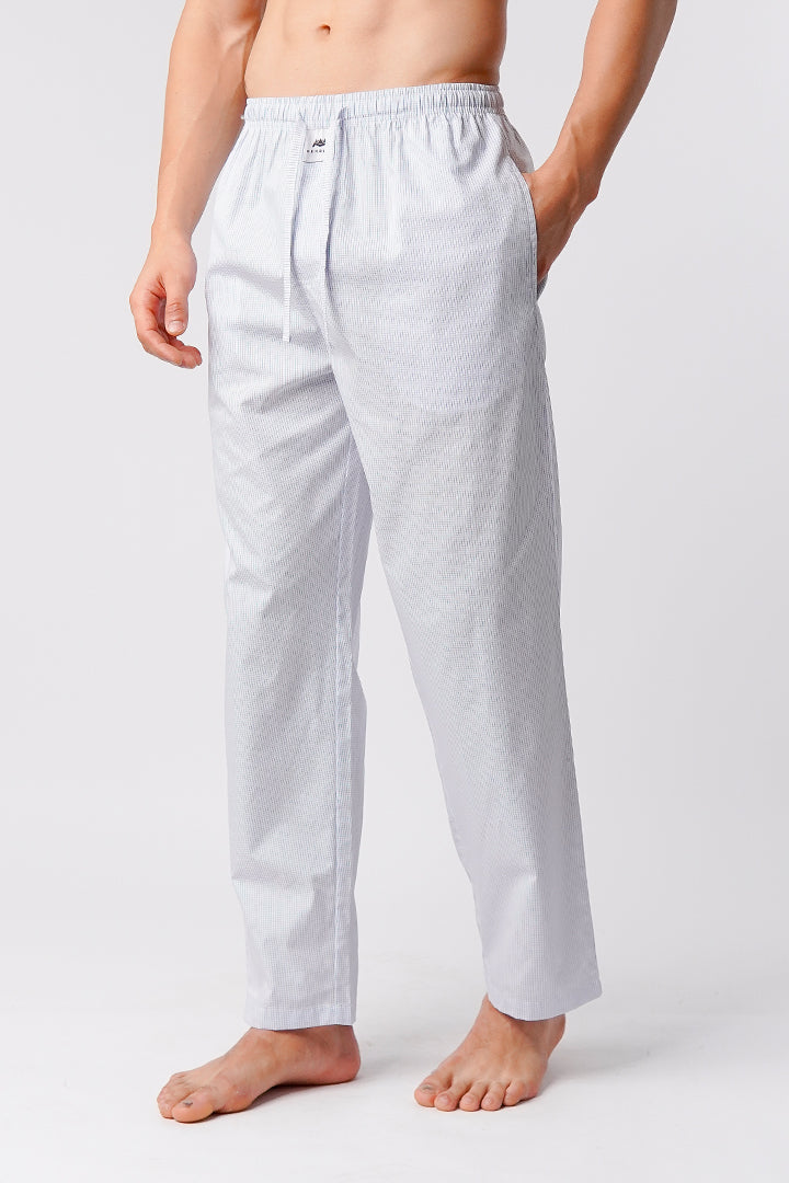 Check Woven Pajamas - Blue & White - Mendeez