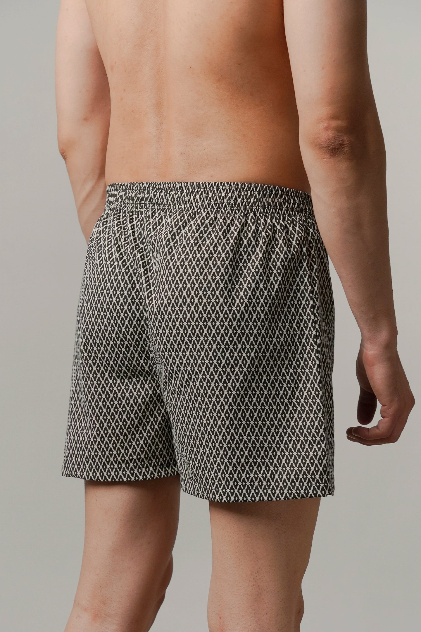 Printed Woven Boxer Shorts - Black - Mendeez